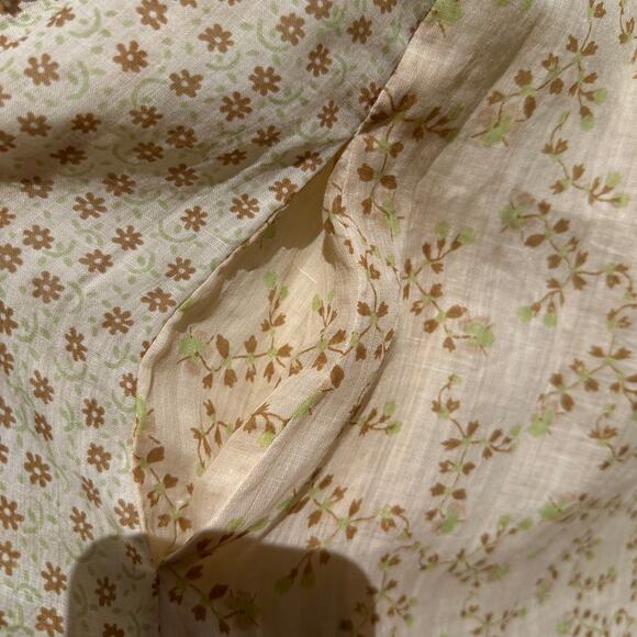 Yvonne S Midi Trapeze Dress 100% Linen Lace Trim Ditzy Floral Print Medium NWOT - Picture 8 of 13